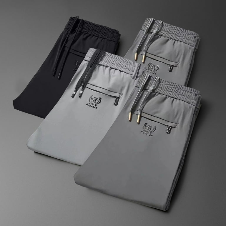 Fusipu Men Pants Solid Color Elastic Waist Loose Stretchy Fusipu Men Pants Solid Color Elastic Waist Loose Stretchy