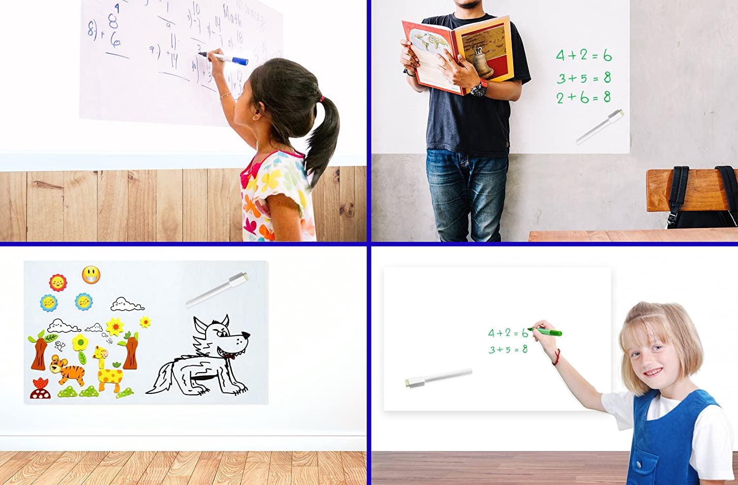 Dry Erase Board with Adhesive Back - White Board Dry Erase Vinyl Wall Decals-Stain Resistant & Portable Dry Erase White Board Magnetic Receptive,for Notes & Memos for Kitchen Home Office(2 ft x10ft)