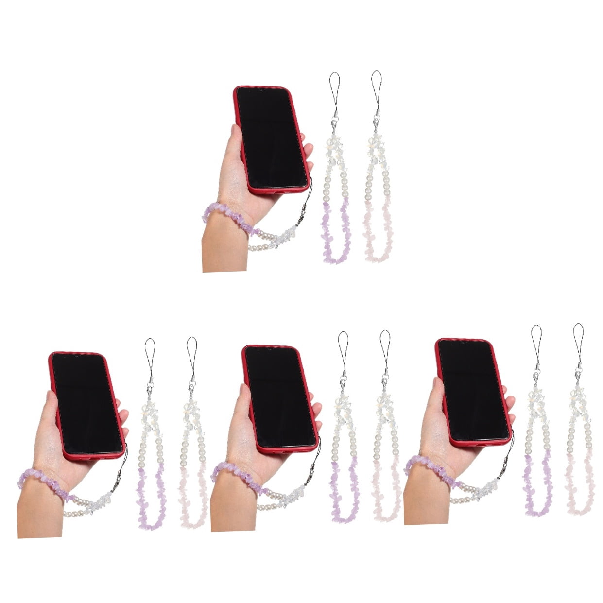 FRCOLOR 8 Pcs Charm Chains Crystal Stones Beads Lanyards Wrist Straps -Lost Strings Bracelets Accessories