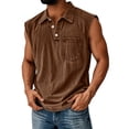 thumbnail image 2 of Evdexr Mens Tank Tops Sleeveless Distressed Shirts Summer 2026 Henley Classic Button Down Beach Tee Shirt Washed Lightweight Polo Shirts with Pocket Camel 3XL, 2 of 5