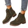 thumbnail image 4 of JUSLIO Women's Boots,Casual Dress Boots Lace Up Mid Heel Round Toe Winter Fall Fashion Solid Color Martin Boots, 4 of 5