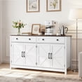 thumbnail image 1 of YKITRD Farmhouse Coffee Bar Cabinet with Drawer and Sliding Barn Doors, White, 1 of 12