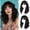 Black, variant on Layered Wavy Bob Wig with Bangs for Women, Wavy Texture, Layered Cut, Bob Cut, Fringe, Adjustable Cap, designed as a wearable hair styling piece for women who want to change their hairstyle,Ginger