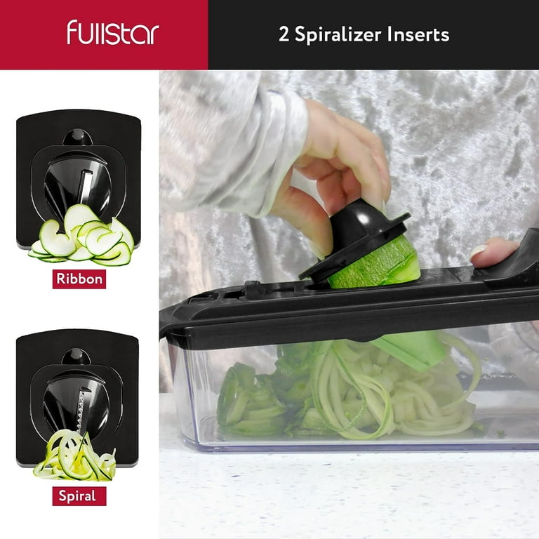 Fullstar Vegetable Chopper - Spiralizer Vegetable Slicer - Onion Chopper  with Container - Pro Food Chopper - Slicer Dicer Cutter - (4 in 1, Black) :  Home & Kitchen 