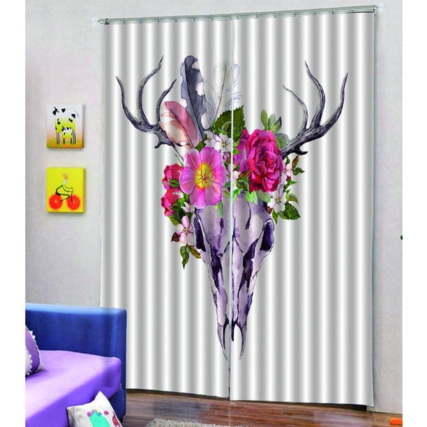 Del Apagón Cornamenta Cubre El Tamaño 3 Para El Poliéster Impermeable Resistente Resistente Al Moho, Op 170x200cm perfecl Cortinas de ventana de impresión 3D