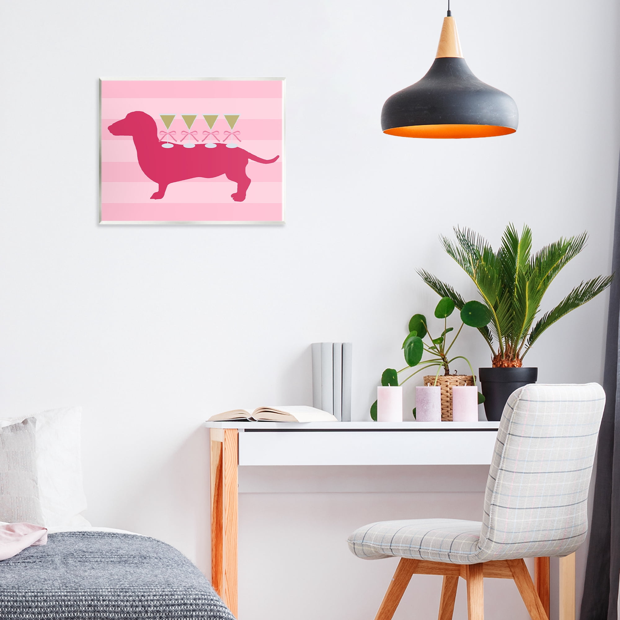 Stupell Industries Pink Dachshund With Martinis Wall Plaque Art, design by Lil' Rue