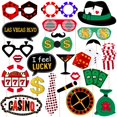 thumbnail image 1 of HTOOQ Las Vegas Casino Photo Booth Props Kit 24Pcs Las Vegas Party Photo Booth Props with Wooden Sticks - -, 1 of 9