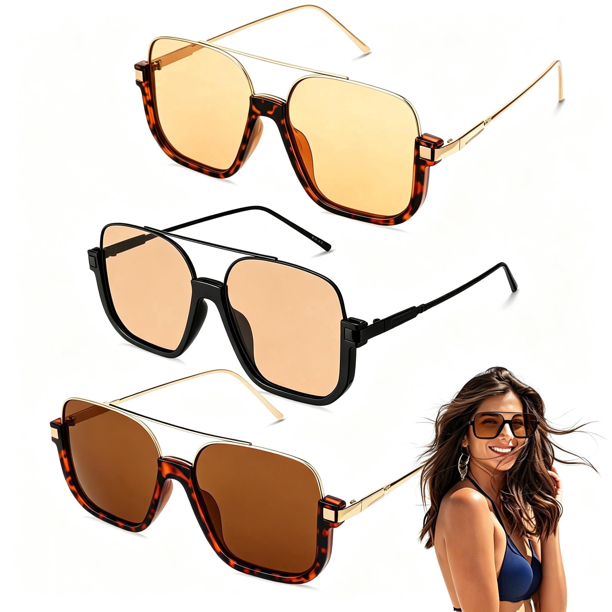 Rimless Oversized Sunglasses Womens 50s 60s Trendy Luxury Shades Designer Oversized Sunglasses for Women - Etsy main image 2