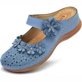 thumbnail image 2 of Women's Wedge Sandals Walking Sandals Women Flower Sandals Mules for Women Wedge Sandals Comfortable Dressy Summer Closed Toe Mules Casual Slip On Shoes with Adjustable Hook Loop Blue 6.5, 2 of 6