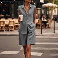 thumbnail image 6 of Sokhug Womens 2-Piece Outfit Sets Sleeveless Top Button-Down Shirt and Wide Leg Bermuda Summer Shorts Sets, 6 of 7