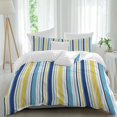 thumbnail image 2 of Blue Yellow Striped Bedding 3 Piece Duvet Cover Set Full Size, Farmhouse Navy Blue Ombre Stripes Soft Microfiber Comforter Cover with Zipper Closure & Pillowcases, Wrinkle & FadeResistant Quilt Cover, 2 of 9