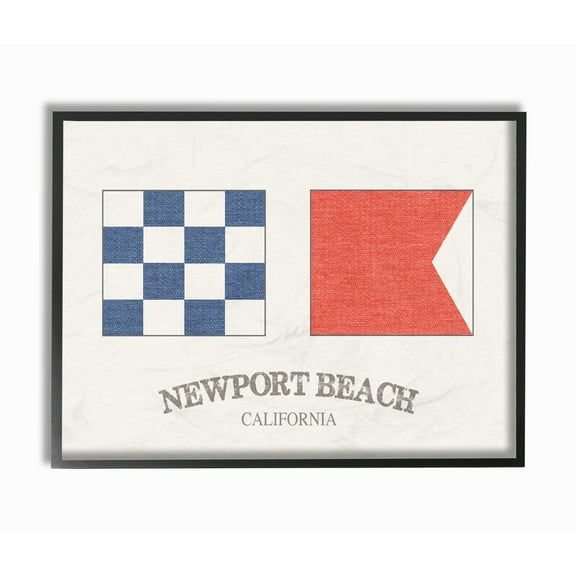 Stupell Newport Beach Nautical Flags Framed Giclee Texturized Art 16 x 20