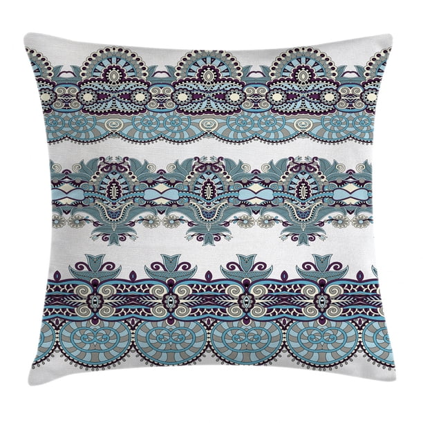Paisley Decor Throw Pillow Cushion Cover, Ethnic Floral Bordered