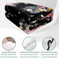 thumbnail image 4 of Quilts Twin XL Size Bedding Set, Farmhouse Flowers Lightweight Quilted Comforter, Country Pink Red Floral Leaf Black Soft Reversible Bedspread Coverlet with Pillow Covers for All Season, 68" x 98", 4 of 9