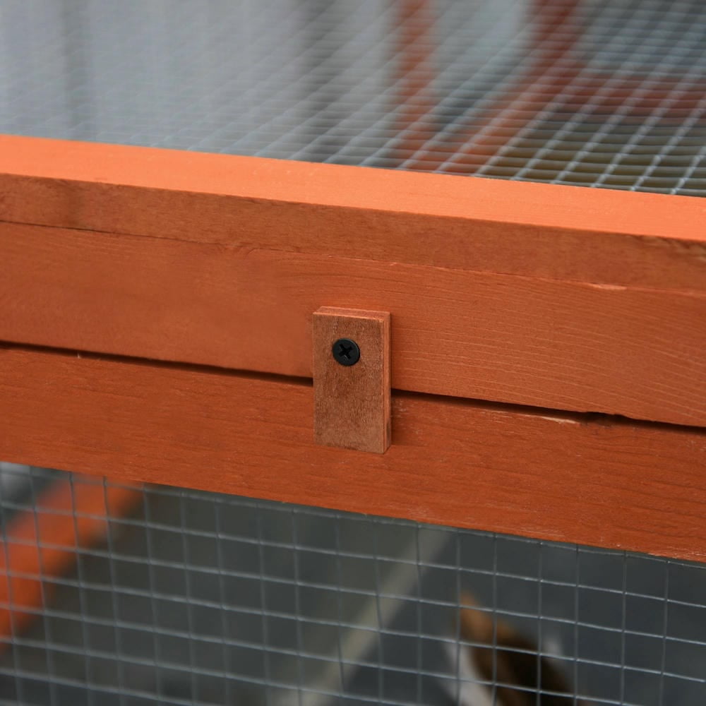 Spaco Large Wooden Rabbit Hutch, Small Animal Habitat Enclosure Outdoor Run and Lockable Doors, Large Rabbit Hutch, Orange