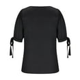 thumbnail image 4 of HAPIMO Women's Trendy Loose Pullover Casual Relaxed Workout Blouses Solid Color V Neck Shirts for Teen Girls Summer Tees Cold Shoulder Sleeve Black L, 4 of 6