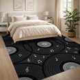 thumbnail image 3 of ODIKA 8'x10' Washable Area Rug Record Album Disc Motif Border Round Cd Themed Music Vinyl Note Playful for Dining Room, Large Office, Lounge, Non-Slip Chair-Friendly Mat, 3 of 7
