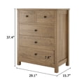 thumbnail image 2 of 5 Drawer Chest, Tall Chest of Drawers Closet Organizers and Storage Clothes with Round Shape Handle for Bedroom Living Room, Hallway, Light Brown, 2 of 6