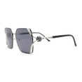 thumbnail image 3 of Womens Ribbon Jewel Designer Style Rimless Oversize Rectangle Sunglasses Silver Black, 3 of 4