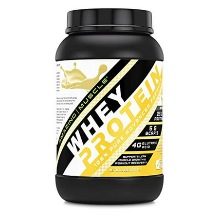 Amazing Muscle Whey Protein Ultra Concentrate & Isolate Blend 2 lbs Delicious Banana Flavor * Supports Lean Muscle Growth & Rapid