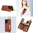 thumbnail image 6 of JTCASES for Samsung Galaxy A52 5G Case, PU Leather Lychee Pattern Zipper Purse Finger Ring Buckle Card Slots Stand Shell for A52 5G Wear-resistant Shockproof Wallet Cover, Brown, 6 of 8