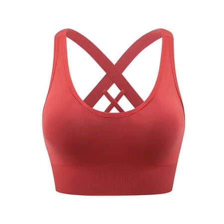 

Qcmgmg Women s Support Cami Sports Bra Criss Cross Workout Fitness Comfort Yoga Workout Bra Plus Size XXL