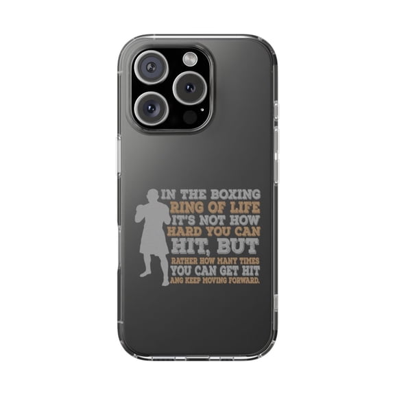 DistinctInk Clear Hybrid Case for Apple iPhone 16 Pro (6.3" Screen) - Boxing Life How Many Times You Keep Moving - Raised Bezel Screen Guard