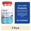 (3 pack) Equate 3-in-1 Daily Dietary Supplement Probiotic Gummies, Natural Fruit Flavors, 60 Count