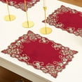 thumbnail image 4 of Placemats Set of 4 for European Dining Table, Table Placemats, Rectangular PVC Vinyl, 12x18 Inches - Burgundy Gold, 4 of 7