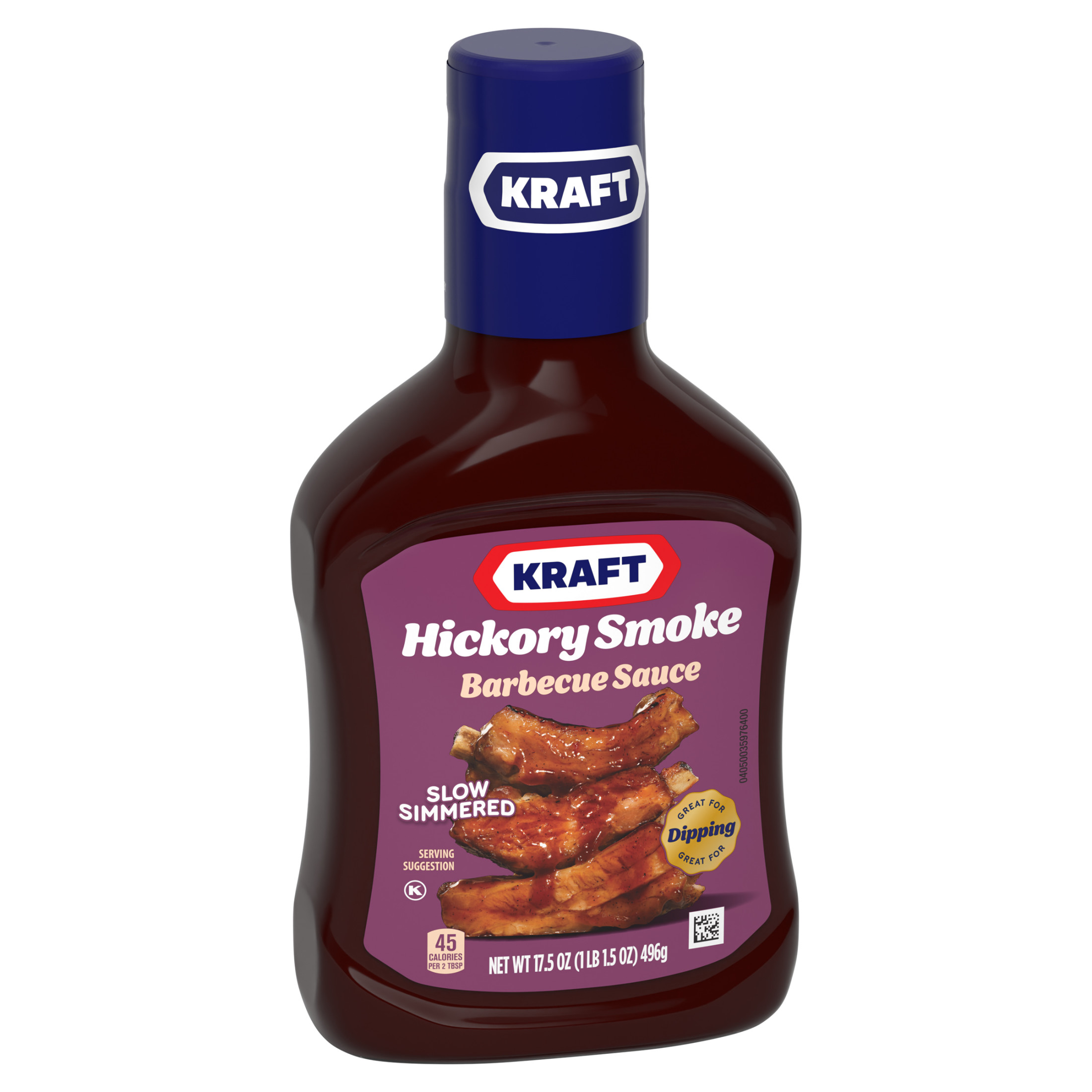 Kraft Hickory Smoke Slow-Simmered Barbecue BBQ Sauce, 17.5 oz Bottle