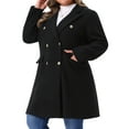 thumbnail image 5 of Agnes Orinda Women's  Plus?Size?Coat Long?Sleeve?Lapel Collar Double Breasted Elegant Pea Coat 4X Black, 5 of 7