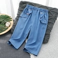 thumbnail image 2 of Posijego Girls Capri Jeans Cute Floral Elastic Waist Wide Leg Cropped Denim Pants with Pockets Size 5-12T, 2 of 7