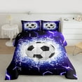 thumbnail image 2 of Homewish Soxxer Sport Game Full Size Comforter Sets,Football Lovers Bedding Comforter Set,Purple White Bedding Sets For Boys Kids,Super Cozy Room Decor Reversible,3 Pieces, 2 of 8