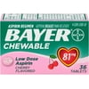 Bayer Chewable Low Dose 'Baby' Aspirin 81 mg Tablets Cherry 36 Tablets (Pack of 6)