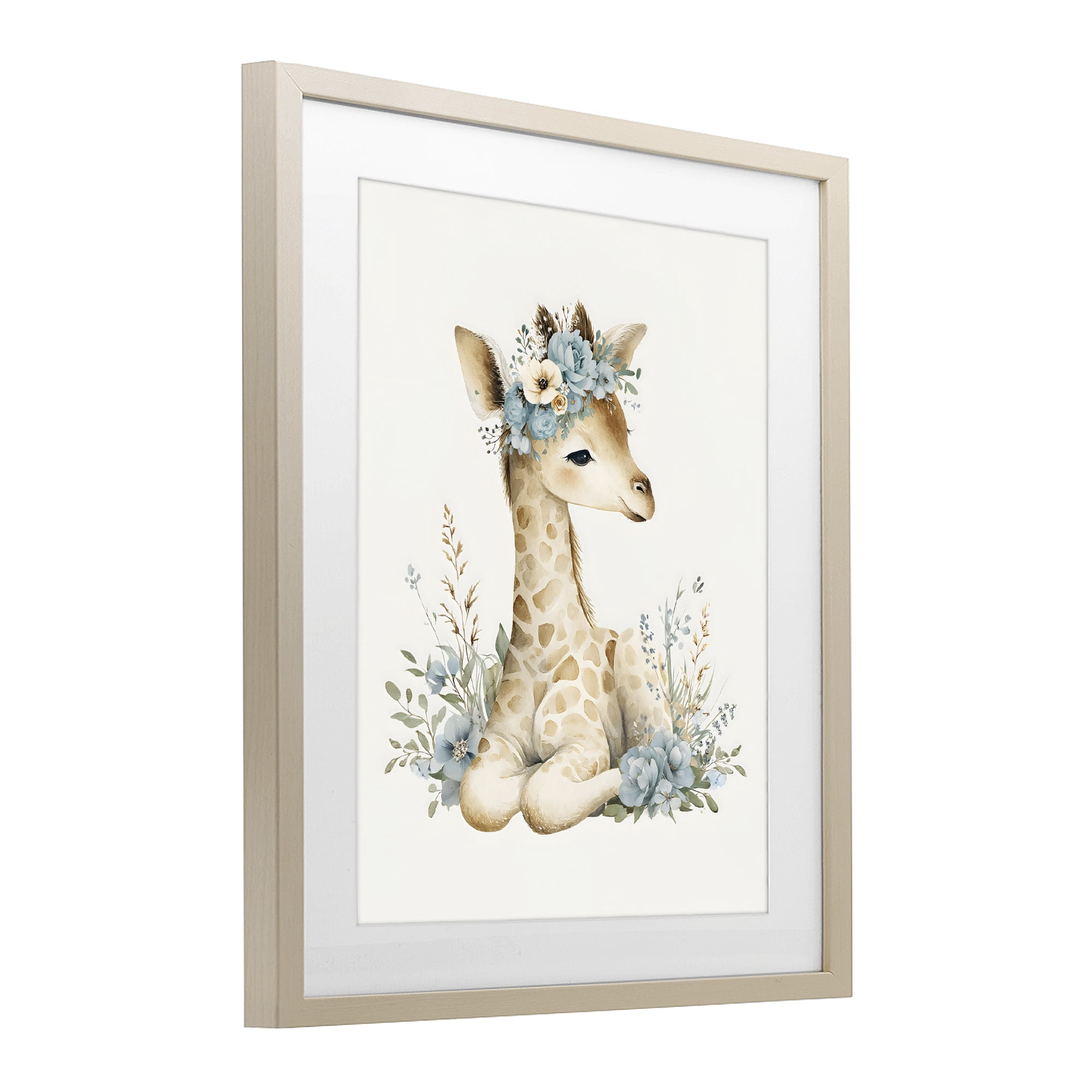 Stupell Industries Watercolor Nursery Giraffe Birch Framed Print Under Glass, design by LSR Design Studio