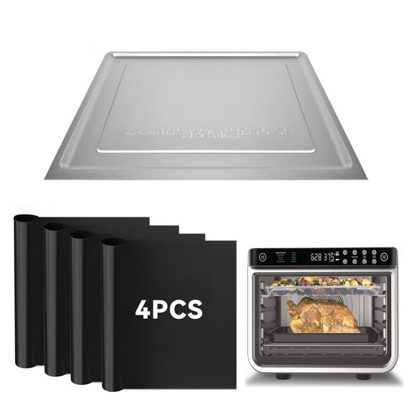 Air Fryer Accessories for Ninja DT201 DT251, 4pcs Black Liners and 1pack Replacement Crumb tray Pan for Ninja DT201