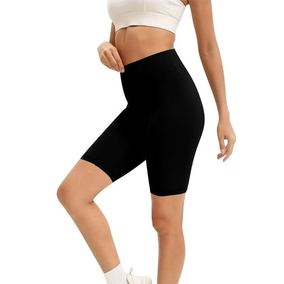 Stephy Women's Yoga Leggings Stretch High Waist Gym Workout Shorts Legging Joggers Sport Athletic Short Tights Pants, Black, L