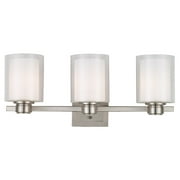 Design House 556159 Oslo Traditional 3-Light Indoor Dimmable Bathroom Vanity Light with Double Glass Shades for Over the Mirror, Satin Nickel