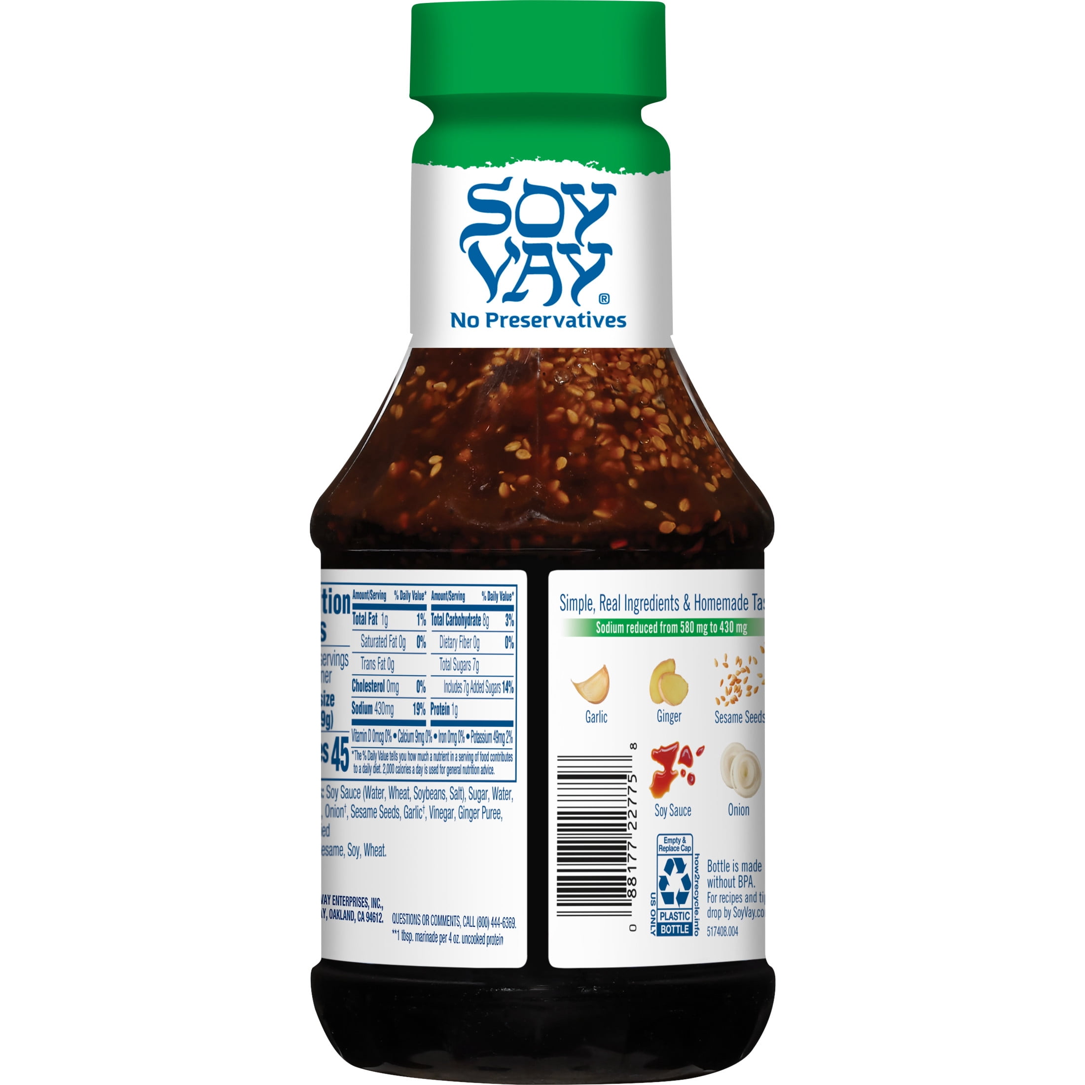 (3 pack) Soy Vay Less Sodium Veri Veri Teriyaki Marinade and Sauce, 21 oz Bottle
