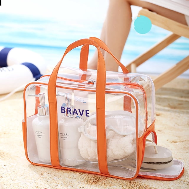Fiudx Ofertas relámpago Bolsa de almacenamiento para gafas de traje de baño deportivo, bolsa de playa de mano de PVC transparente, bolsa de natación de gran capacidad