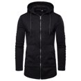 thumbnail image 1 of Awdenio Pull à Capuche Long Plissé Uni pour Hommes, Cardigan Décontracté, 1 of 3