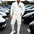 thumbnail image 4 of Men's Jogging Outfits 2 Piece 1/4 Zip Pullover Sweatshirt and Joggers Pant Sets Track Suits Casual Sweatsuits (M, White), 4 of 7