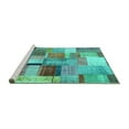 thumbnail image 2 of Ahgly Company Machine Washable Indoor Square Patchwork Turquoise Blue Transitional Area Rugs, 3' Square, 2 of 4