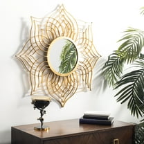 SAFAVIEH Charlton Flower Botanical Round Mirror, Gold Foil