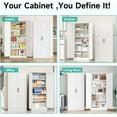 thumbnail image 3 of SISESOL Metal Storage Cabinet with 2 Doors and 5 Shelves,61 inch White Pantry Storage Cabinet,Large Farmhouse Pantry Cupboard for Home,Kitchen,Dining/Living Room, 3 of 14