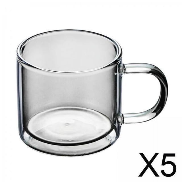 Taza De Cristal De 5x250 Ml, Copa Para Beber Champán, Boca Redonda, Doble Capa, Para Café, Gris