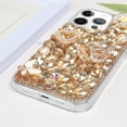 thumbnail image 3 of Compatible with iPhone 15 Pro Max Bling Diamond Case Fashion Luxury Glitter Shiny Crystal Rhinestones Case Sparkling 3D Heart Crown Flower and Butterfly Gemstone Case for Women and Girls, Gold, 3 of 14