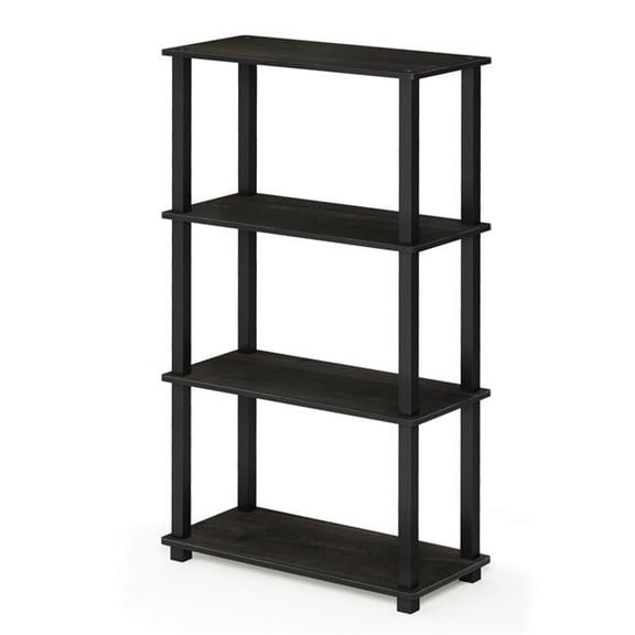 18028EX-BK Turn-S-Tube 4-Tier Multipurpose Shelf Display Rack with Square Tube - Espresso & Black