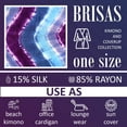 thumbnail image 4 of Brisas Hand Painted Purple/Blue Beach Cover Up for Women Used as Swimsuit, Cardigan, Kimono for Super Soft Loungewear, Travel and Holiday - Diamond Pattern, 4 of 4