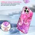 thumbnail image 3 of CASEFIV for iPhone 16 Pro Case,Marble Pattern 3 in 1 Heavy Duty Shockproof Rugged Hard PC+Soft Silicone Drop Protective Girls Women Cover,Rose Red, 3 of 6